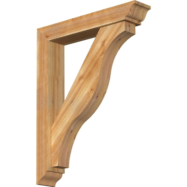 Ekena Millwork Funston Traditional Rough Sawn Bracket w/ Offset Brace, Western Red Cedar, 6"W x 32"D x 40"H BKT0604X32X40FST01RWR - main